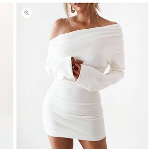 OLDSPORT The Cupro Longsleeve Mini Dress in White Size Small $120